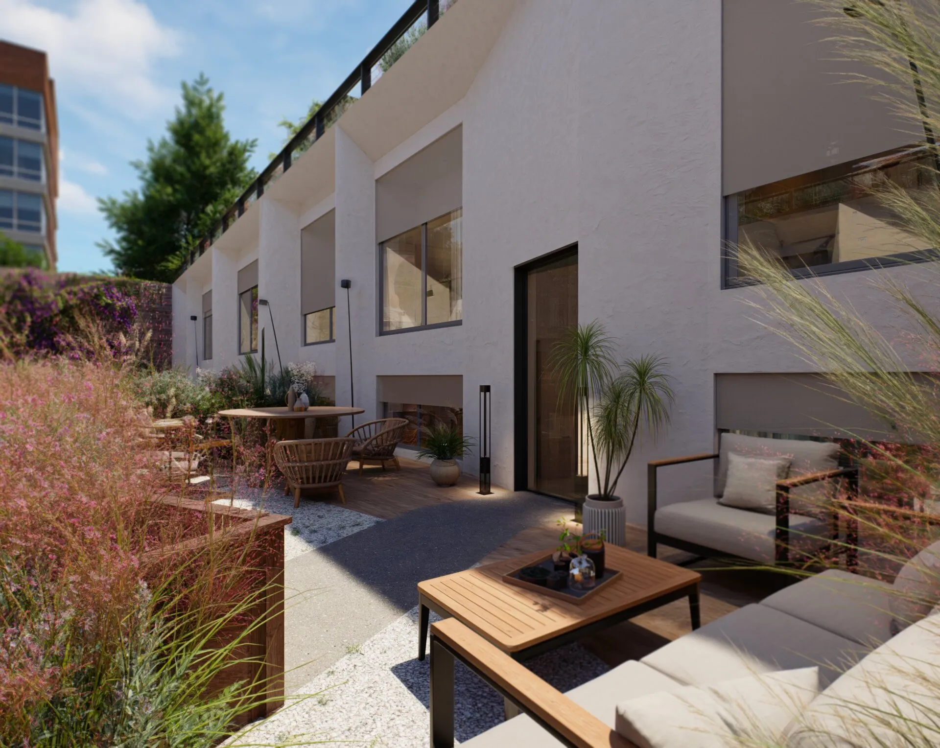 Il patio privato di una townhouse